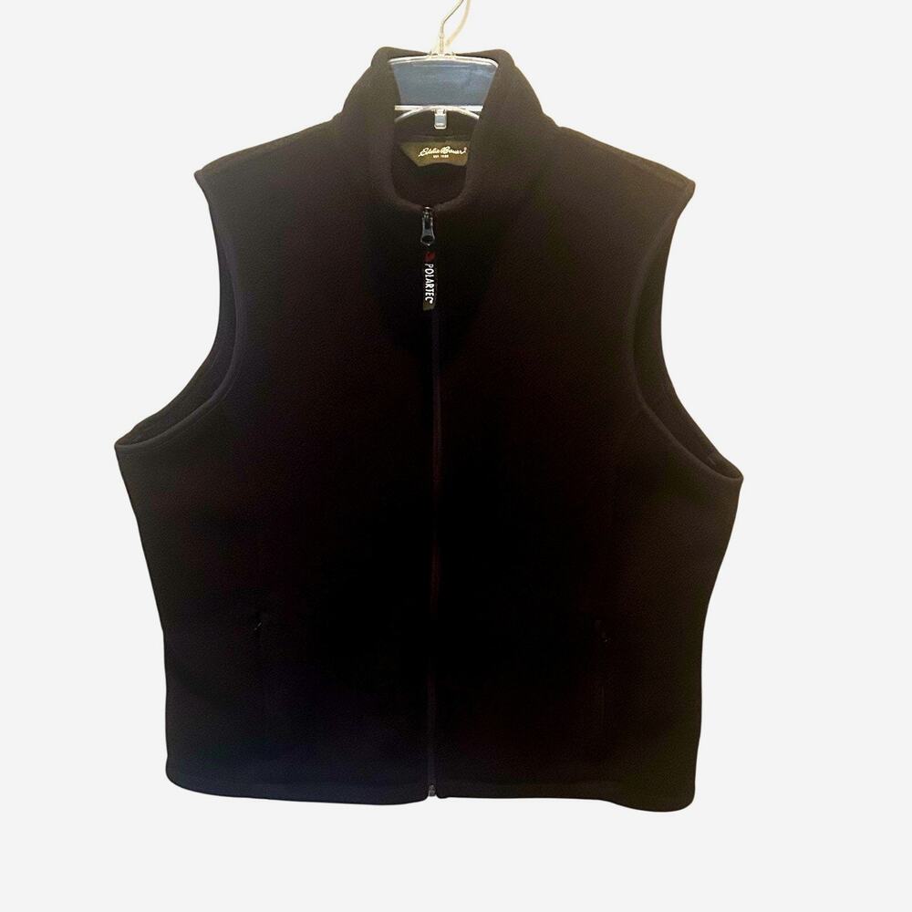 Vintage Eddie Bauer Women's XL Black Full Zip Windcutter Polartec Fleece Vest